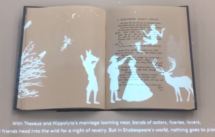 Midsommar animations on open-faced book pages