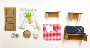 Constructed elements ready to be put into the diorama