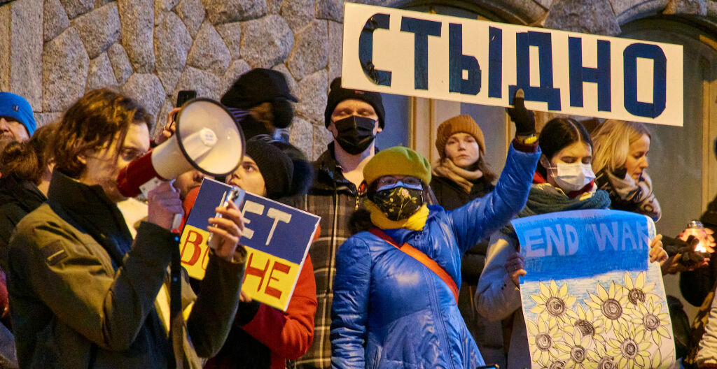 Every Night for Ukraine Protest in front of Russian Embassy in Finland