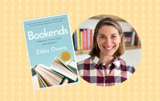 Zibby Owens and the cover of her book Bookends